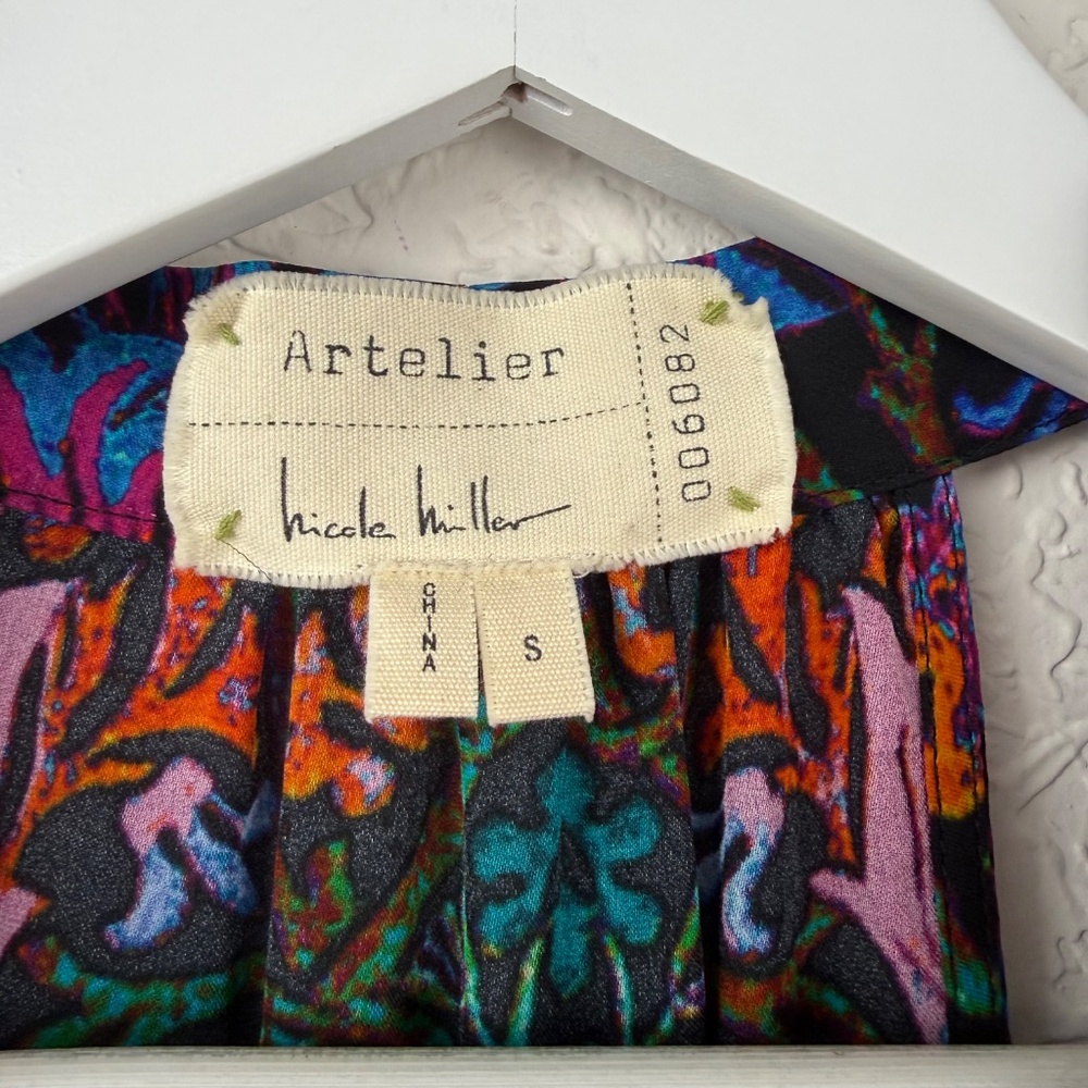 *Vintage Nicole Miller Artelier Womens Black Multicolor Floral Silk Halter Top - Picture 4 of 10